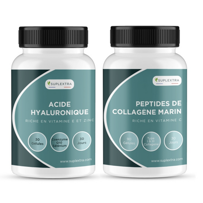 Peptides de Collagène Marin & Acide Hyaluronique | Formule Française enrichie en Vitamines et Minéraux Essentiels